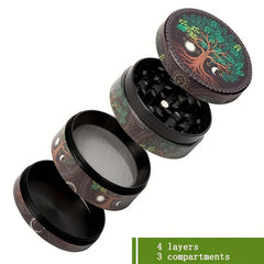 1pc Creative Pattern 4 layer Metal Grinder Spice Crusher Kitchen Supplies