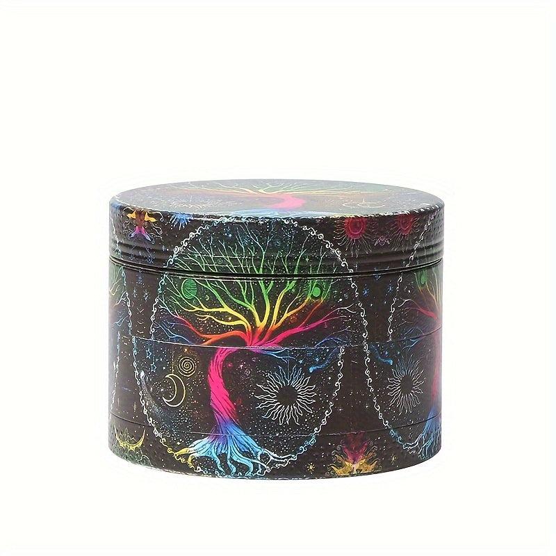 1pc Creative Pattern 4 layer Metal Grinder Spice Crusher Kitchen Supplies