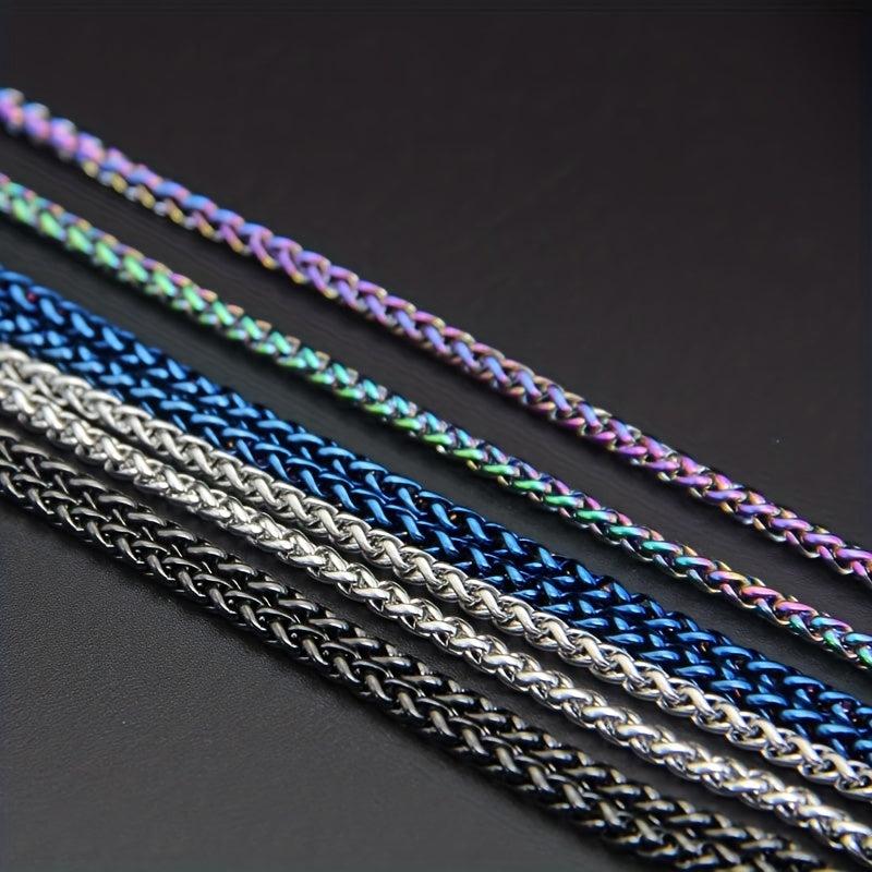 Stainless Steel Metal Snake Chain Lanyard w/ Silicone Hanging Rings