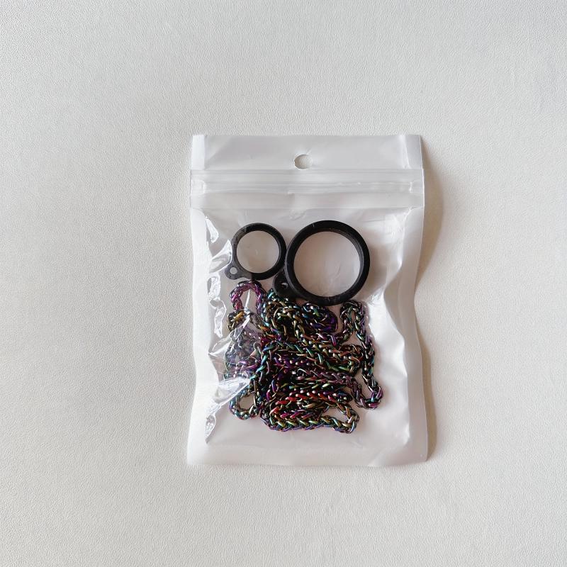 Stainless Steel Metal Snake Chain Lanyard w/ Silicone Hanging Rings