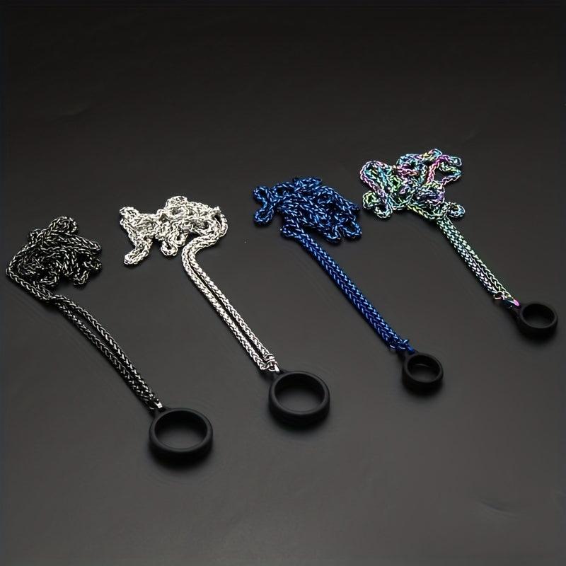 Stainless Steel Metal Snake Chain Lanyard w/ Silicone Hanging Rings