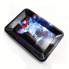 1pc Creative Pattern Metal Rolling Tray Wake Up Tray Fruit Plate