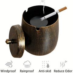 1pc Windproof Ashtray With Lid Decorative Ashtray for Home Hotel Bar Office