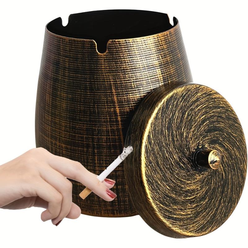 1pc Windproof Ashtray With Lid Decorative Ashtray for Home Hotel Bar Office