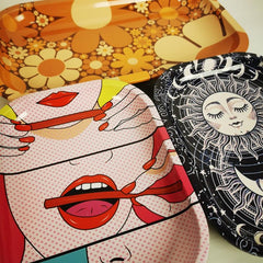 3pcs Halloween Metal Rolling Tray Car Ashtray Snack Plate