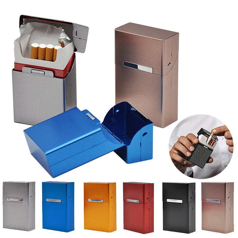 Brushed Metal Cigarette Case Magnetic Flip Closure Large Capacity