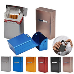 Brushed Metal Cigarette Case Magnetic Flip Closure Large Capacity