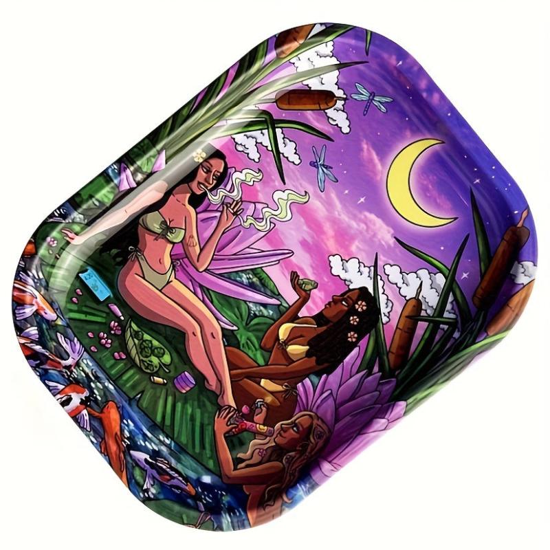 Creative Pattern Metal Rolling Tray Wake Up Tray Dessert Tray Home Decor