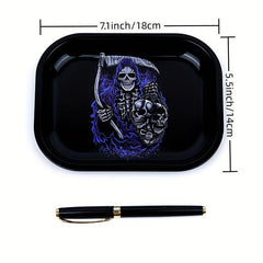 Skull Metal Rolling Tray - Creative Pattern Cigarette Plate