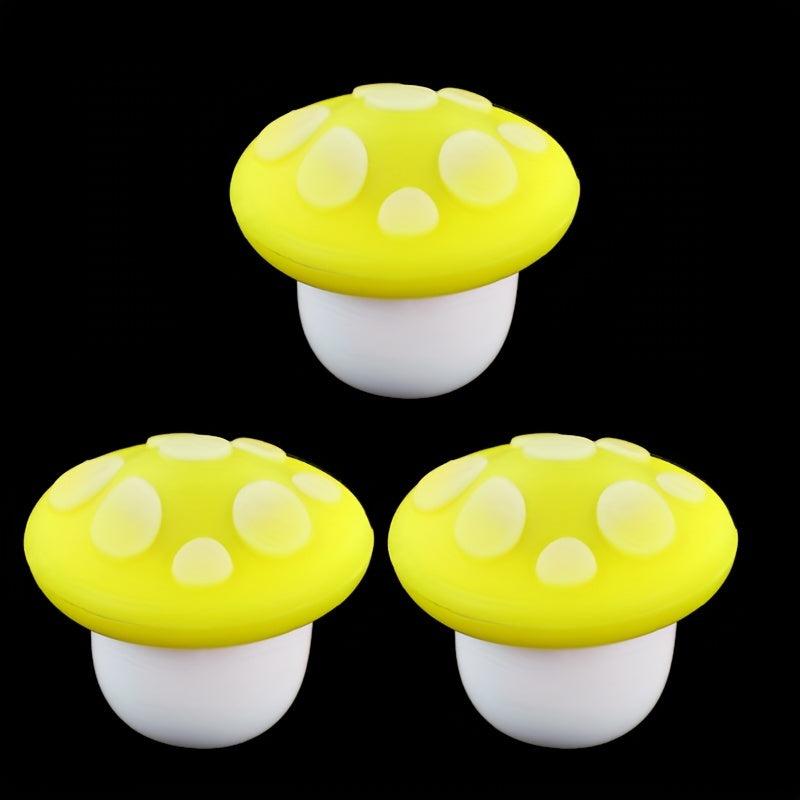 3pcs Luminous Mushroom Silicone Container - Cream & Tobacco Storage Jar