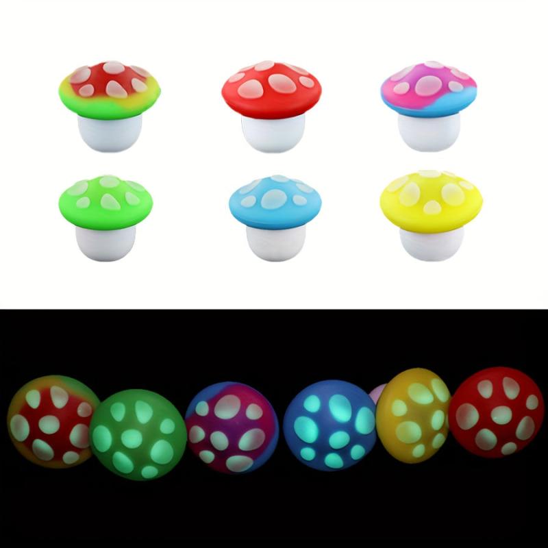 3pcs Luminous Mushroom Silicone Container - Cream & Tobacco Storage Jar