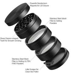 Large 5-Layer Metal Tobacco Grinder Portable 2.2 Inches