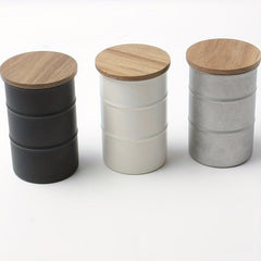 Stainless Steel Food Jars with Wooden Lid 350ML Kitchen Storage Set