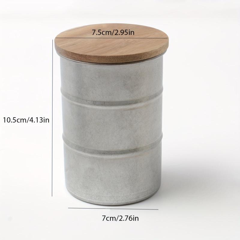 Stainless Steel Food Jars with Wooden Lid 350ML Kitchen Storage Set