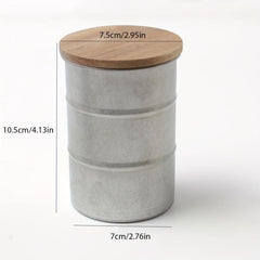Stainless Steel Food Jars with Wooden Lid 350ML Kitchen Storage Set