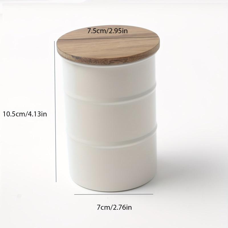 Stainless Steel Food Jars with Wooden Lid 350ML Kitchen Storage Set