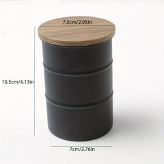 Stainless Steel Food Jars with Wooden Lid 350ML Kitchen Storage Set