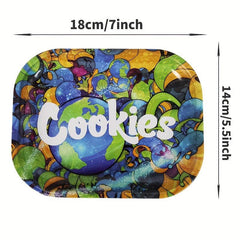 2pcs Creative Pattern Rolling Tray Metal Durable Household Multipurpose Tray