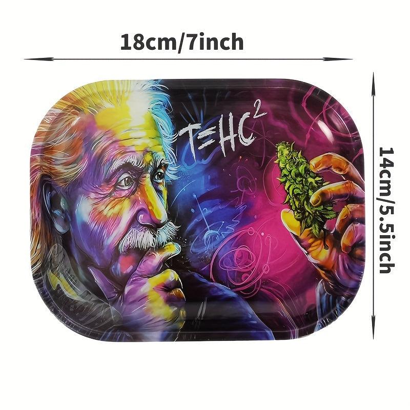 2pcs Creative Pattern Rolling Tray Metal Durable Household Multipurpose Tray