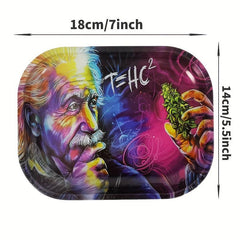 2pcs Creative Pattern Rolling Tray Metal Durable Household Multipurpose Tray