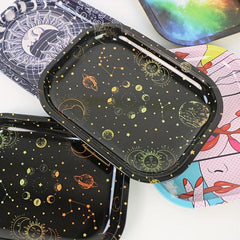 2pcs Creative Pattern Rolling Tray Metal Durable Household Multipurpose Tray