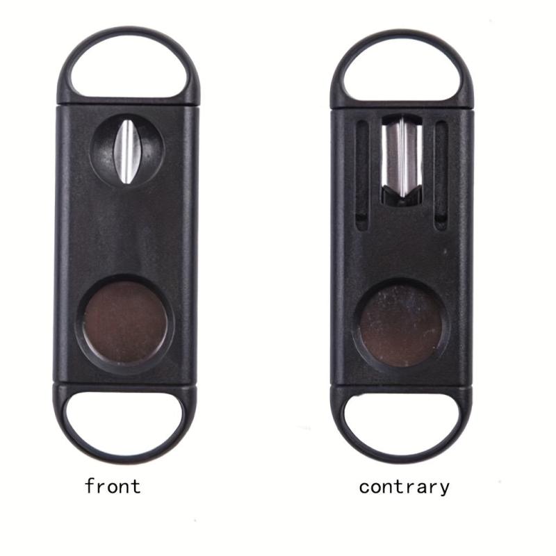 2 in 1 Plastic Cigar Scissors Stainless Steel Double Edge Cutter
