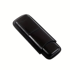 Dark Brown PU Leather Travel Cigar Case - 2 Finger Holder