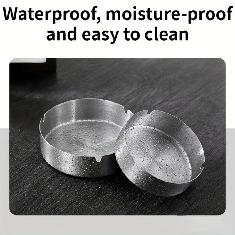 Stainless Steel Round Ashtray Classic Decorative Ashtray for Home Hotel Bar