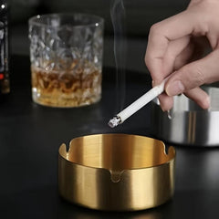 Stainless Steel Round Ashtray Classic Decorative Ashtray for Home Hotel Bar