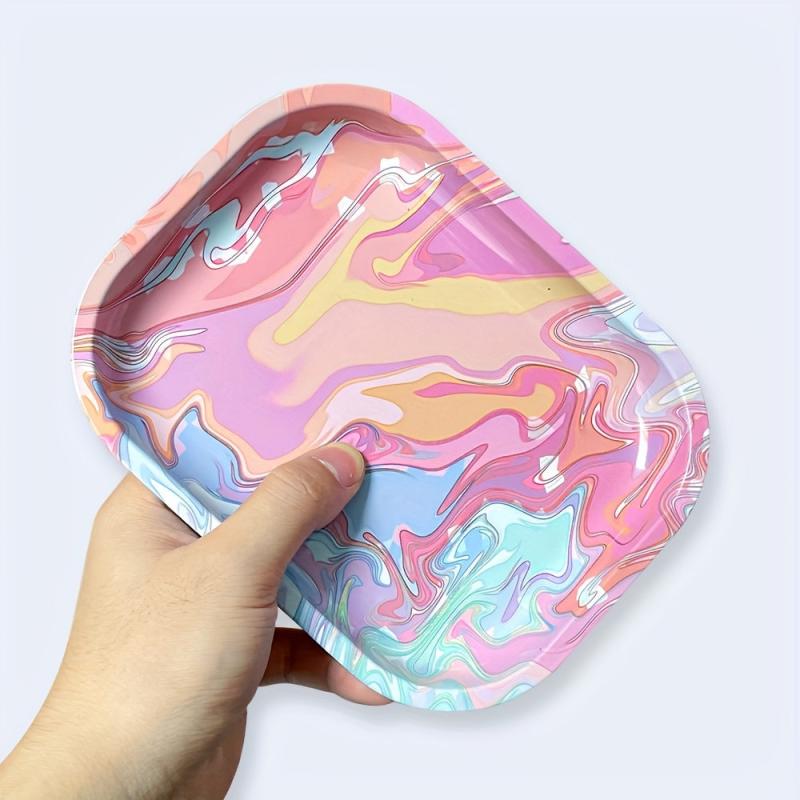 Creative Pattern Metal Tobacco Rolling Tray 17.98 x 14.0cm Wake Up Tray