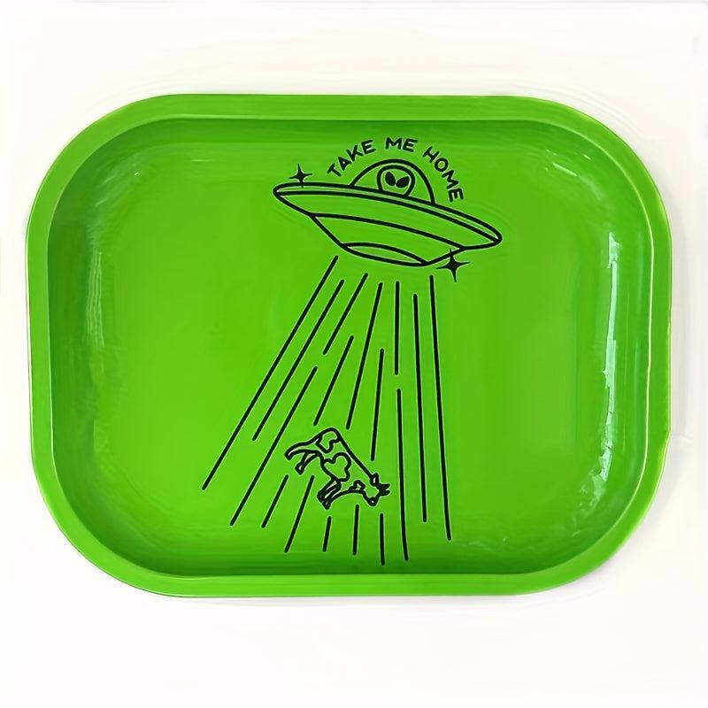 Creative Pattern Metal Tobacco Rolling Tray 17.98 x 14.0cm Wake Up Tray