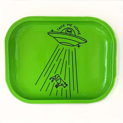 Creative Pattern Metal Tobacco Rolling Tray 17.98 x 14.0cm Wake Up Tray