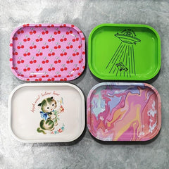 Creative Pattern Metal Tobacco Rolling Tray 17.98 x 14.0cm Wake Up Tray