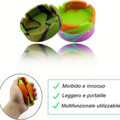 3pcs Silicone Ashtray Colorful Fluorescence Set Non Stick Heat Resistant Ashtray