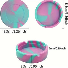 3pcs Silicone Ashtray Colorful Fluorescence Set Non Stick Heat Resistant Ashtray