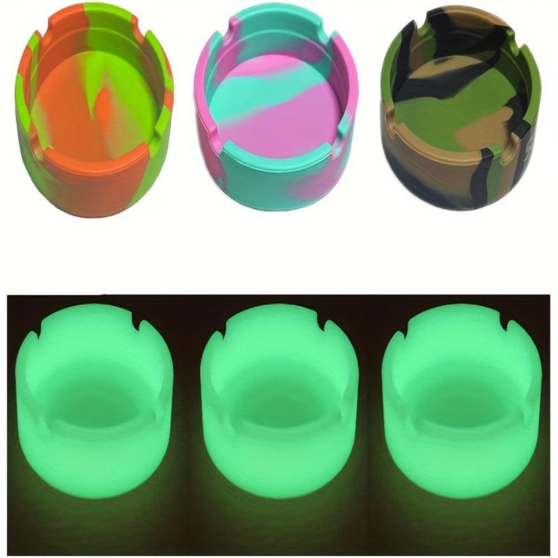 3pcs Silicone Ashtray Colorful Fluorescence Set Non Stick Heat Resistant Ashtray