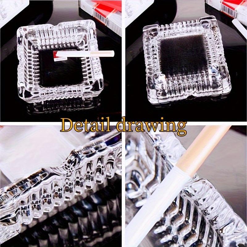 Glass Ashtray Square Decorative Tabletop Ashtray for Home Office