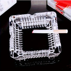 Glass Ashtray Square Decorative Tabletop Ashtray for Home Office