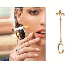 1pc Bee Creative Cigarette Holder Ring Retro Portable Metal Finger Clip Ring