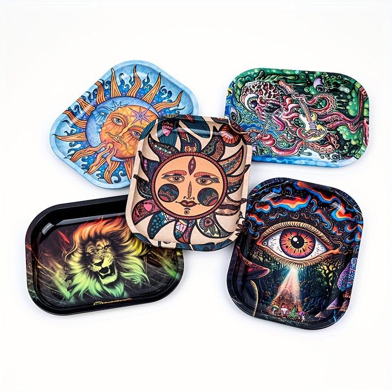 Cartoon Cigarette Rolling Tray Metal Fruit Plate Dessert Tray