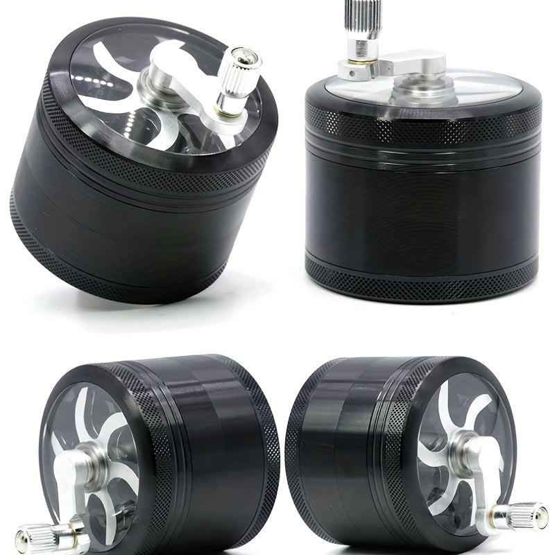 1pc 4-Layer Hand-Cranked Metal Spice Grinder Kitchen Crusher Multifunctional
