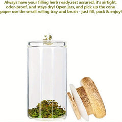 Portable Rolling Tray Set 10 Pack Pre Rolled Cones Airtight Storage Jars