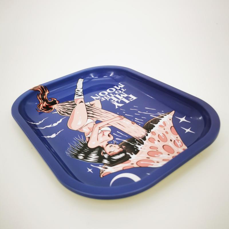 Creative Pattern Rolling Tray Metal Durable Multipurpose Wake Up Tray