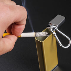 Portable Mini Ashtray Keychain with Hook and Lid