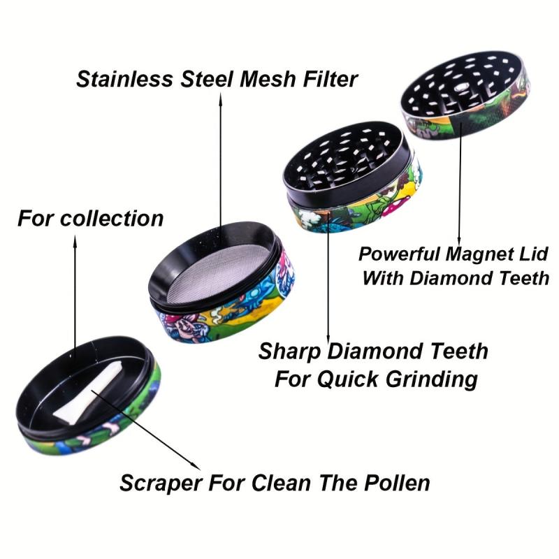 50MM Creative Pattern Metal Grinder Spice Crusher Kitchen Supplies