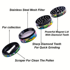 50MM Creative Pattern Metal Grinder Spice Crusher Kitchen Supplies