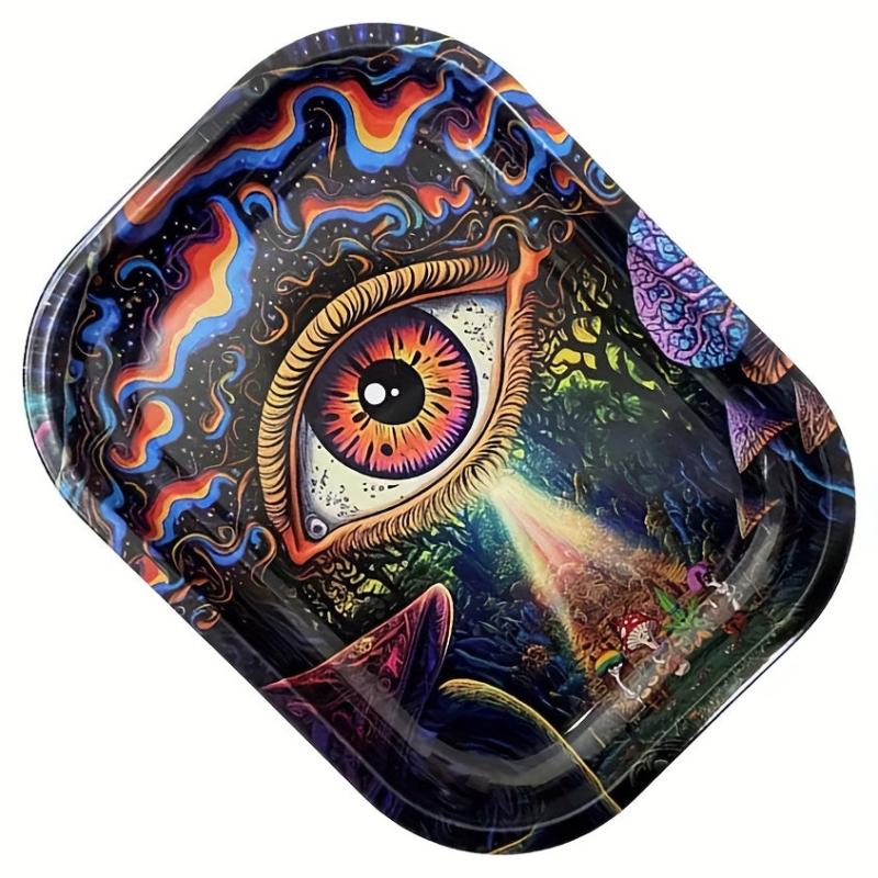 Creative Metal Rolling Tray Cartoon Design Washable Cigarette Plate