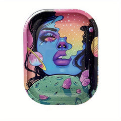 Creative Metal Rolling Tray Cartoon Design Washable Cigarette Plate