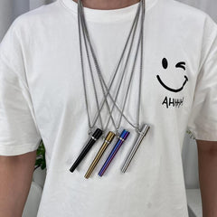 1pc Reusable Stainless Steel Mouth Tips with Hang Chain for Smoking Product