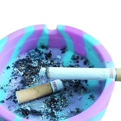 Soft Silicone Round Ashtray Portable Fluorescent Anti Scalding Cigarette Holder